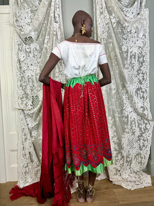 Felicity, 40s Mexican beaded top, skirt and shawl