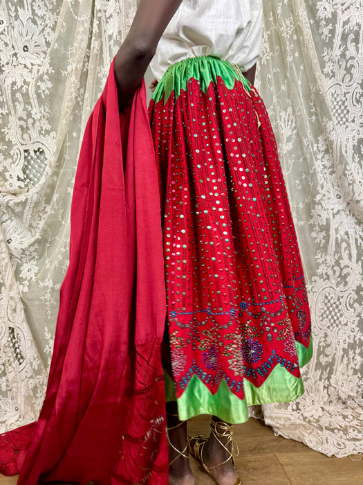 Felicity, 40s Mexican beaded top, skirt and shawl
