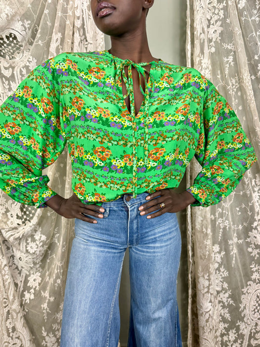 Yves Saint Laurent, 80s silk floral blouse