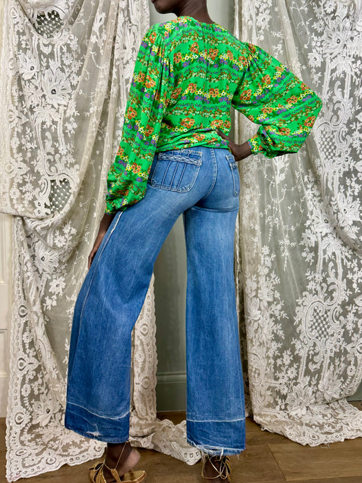 Yves Saint Laurent, 80s silk floral blouse