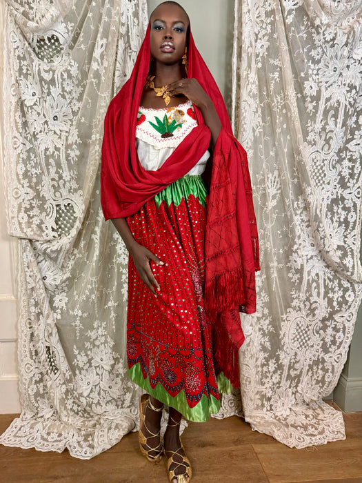 Felicity, 40s Mexican beaded top, skirt and shawl