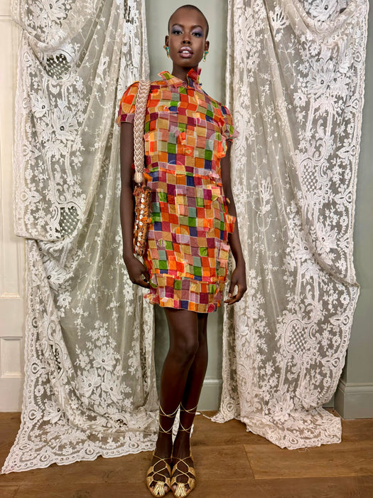 Puglia, 40s textured silk print dress