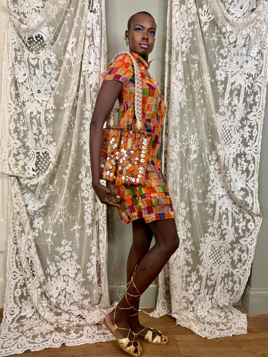 Puglia, 40s textured silk print dress