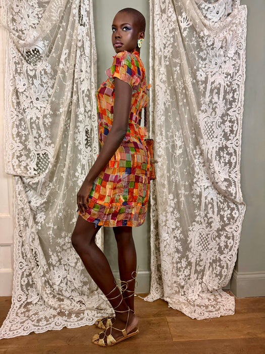 Puglia, 40s textured silk print dress
