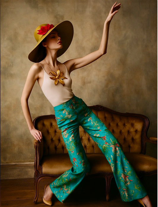 Christian Dior, 70s red poppy, yellow straw sun hat