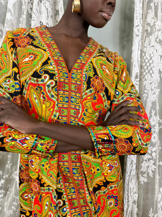 Aire, 60s paisley sequins dress