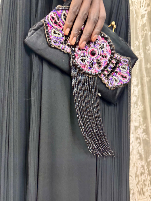 Attia, 40s beaded tassel clutch bag