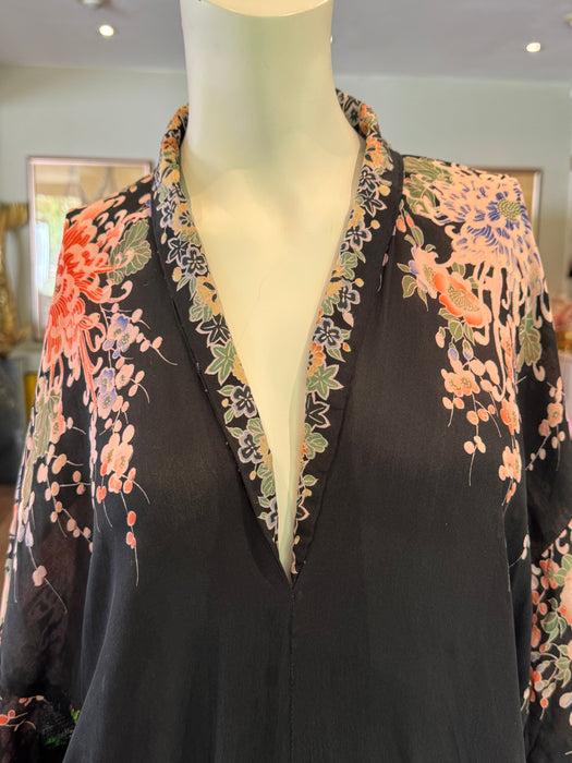 Diane, 40s silk Pongee ad lace reworked dress