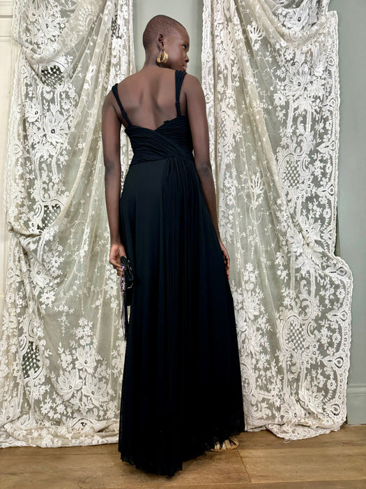 Julia, Y2K black pleated long dress