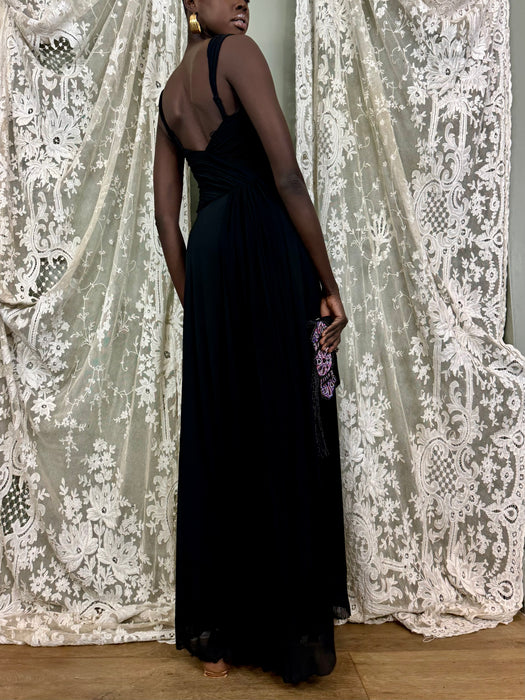 Julia, Y2K black pleated long dress