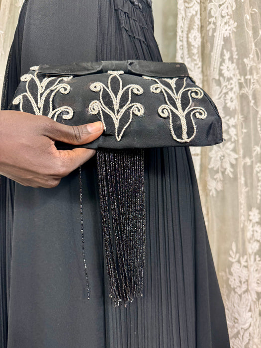 Attia, 40s beaded tassel clutch bag