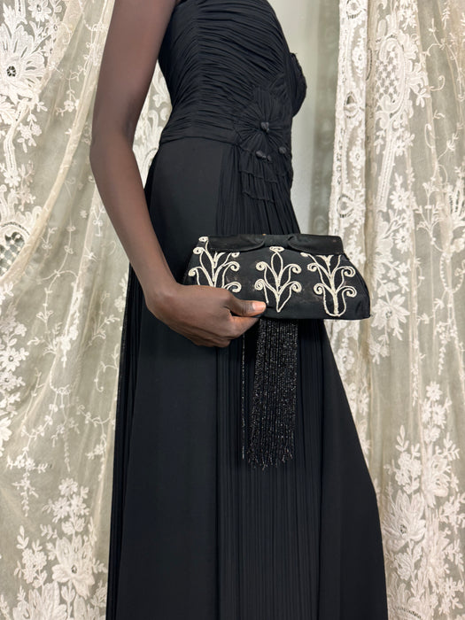Attia, 40s beaded tassel clutch bag