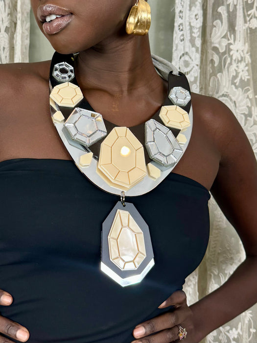 Uni, 60s Modernist mirror necklace