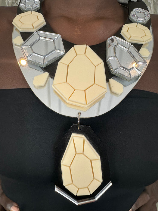 Uni, 60s Modernist mirror necklace