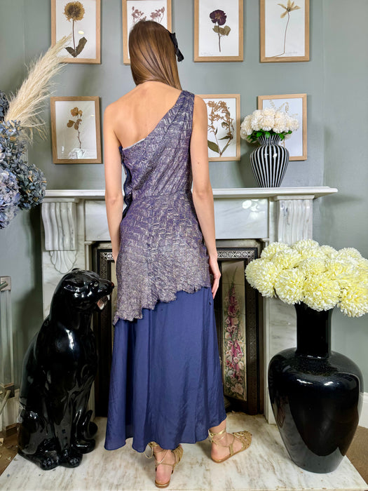 Eddy, 20s purple lamé reworked dress