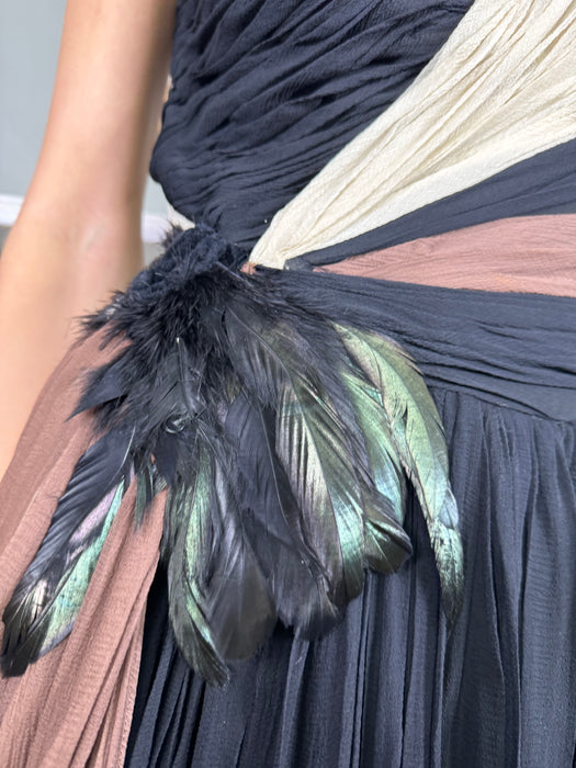 Sully, 40s chiffon draped bustier dress