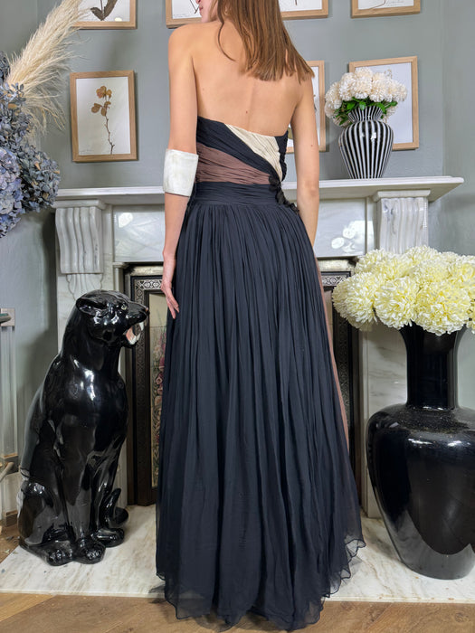 Sully, 40s chiffon draped bustier dress