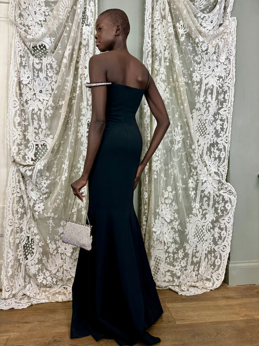 David Koma, black and rhinestone sculptural gown