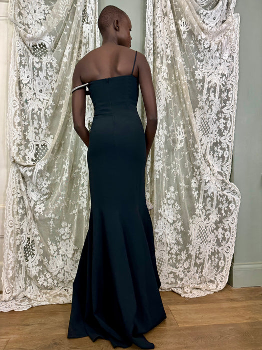 David Koma, black and rhinestone sculptural gown