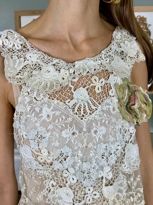 Madeleine, reworked vintage lace and chiffon dress