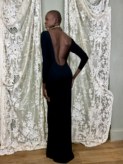 Ralph Lauren, jersey open back long dress