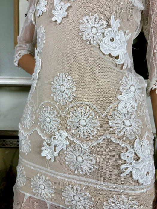 Clara, 30s white embroidered lace dress