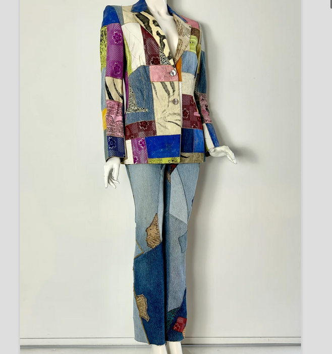 Roberto Cavalli, 80s patchwork denim suit