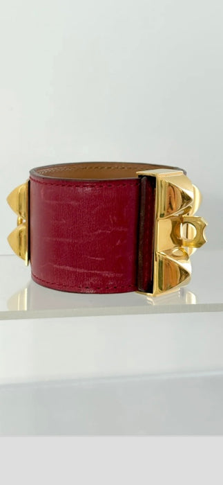 Hermés, collier de chien leather burgundy bracelet