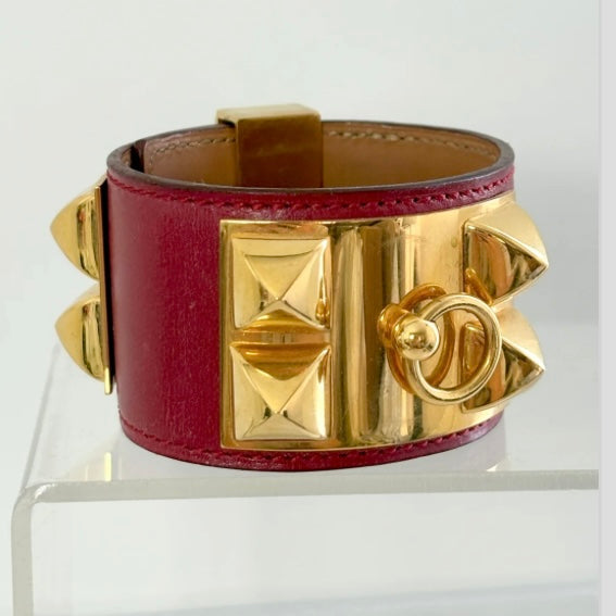 Hermés, collier de chien leather burgundy bracelet