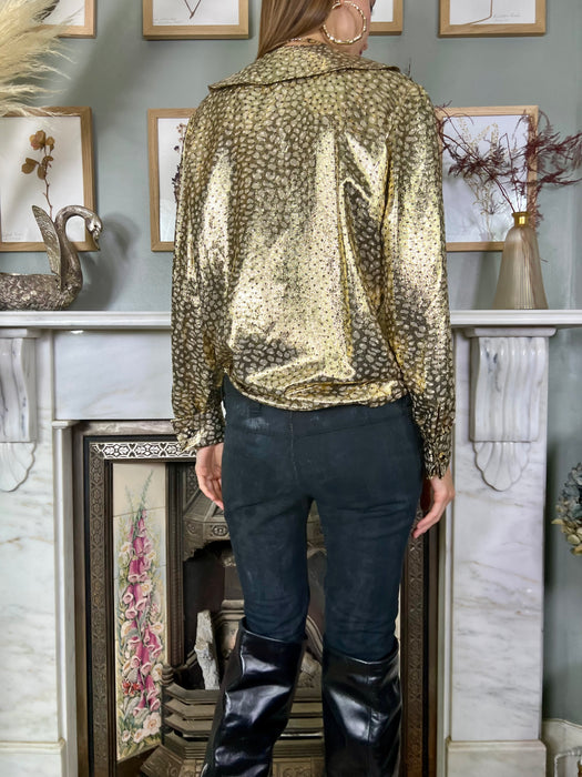 Valentino, metallic print frill blouse