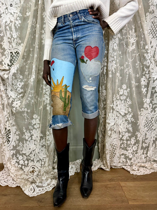 Maisie, 70s original patchwork short jeans