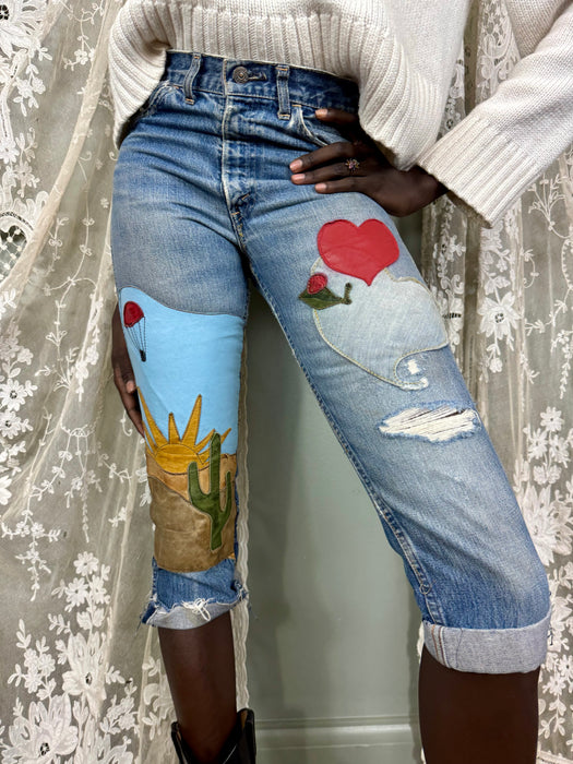 Maisie, 70s original patchwork short jeans