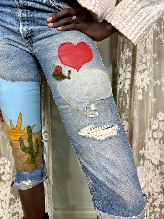 Maisie, 70s original patchwork short jeans