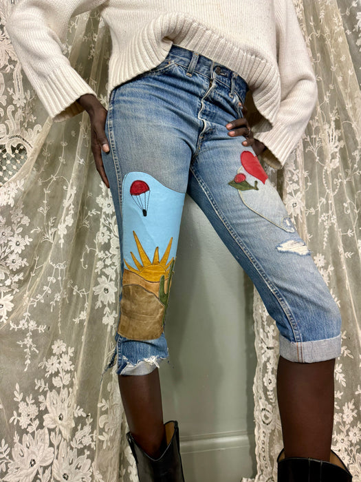 Maisie, 70s original patchwork short jeans