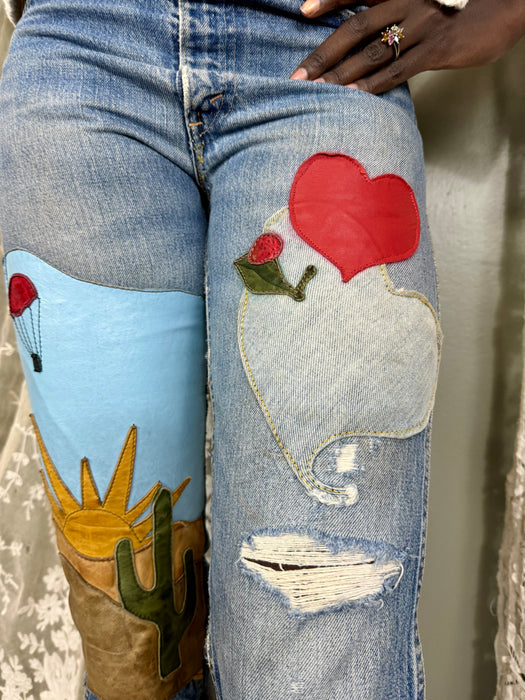 Maisie, 70s original patchwork short jeans