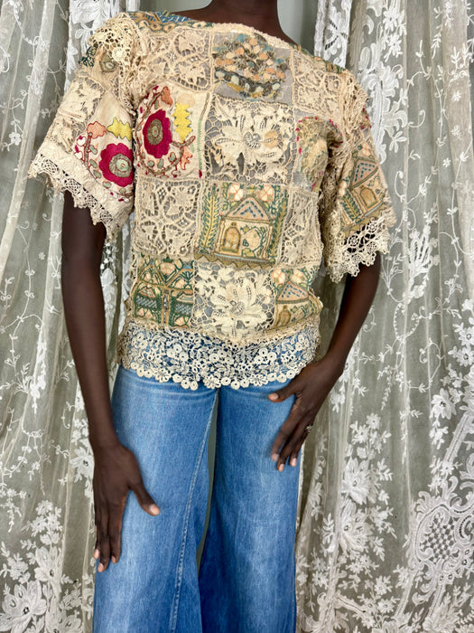 Edina, 20s Turkish embroidered patchwork top