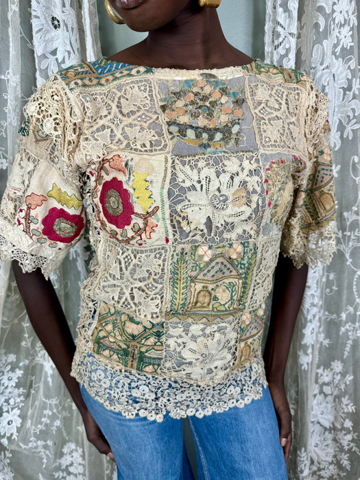 Edina, 20s Turkish embroidered patchwork top