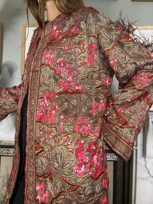 Celeste, 20s Oriental beaded lamé coat