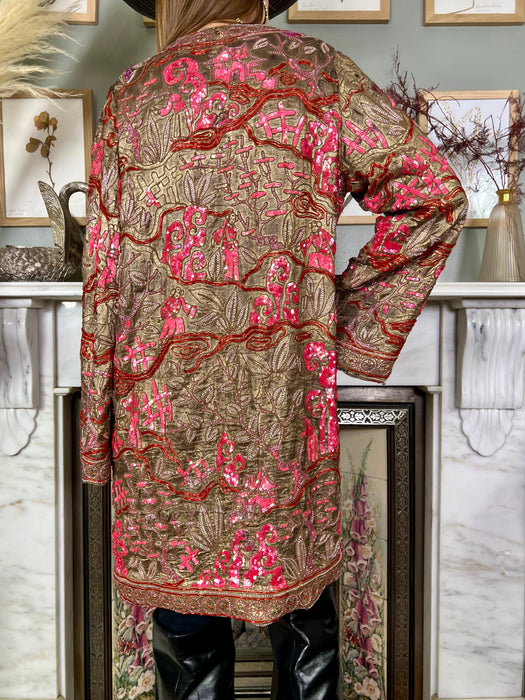 Celeste, 20s Oriental beaded lamé coat