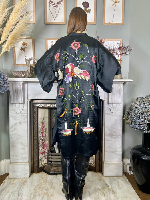 Luella, 40s black silk embroidered kimono