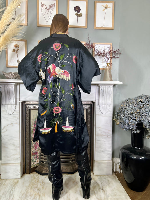 Luella, 40s black silk embroidered kimono