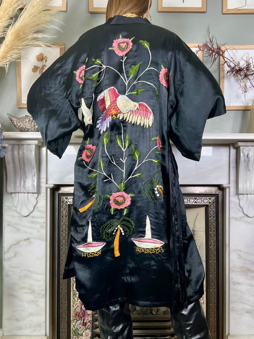 Luella, 40s black silk embroidered kimono