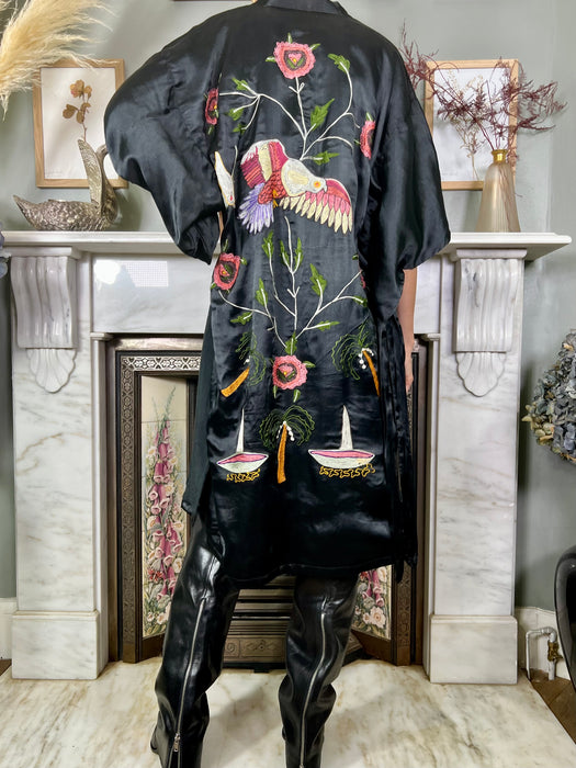 Luella, 40s black silk embroidered kimono