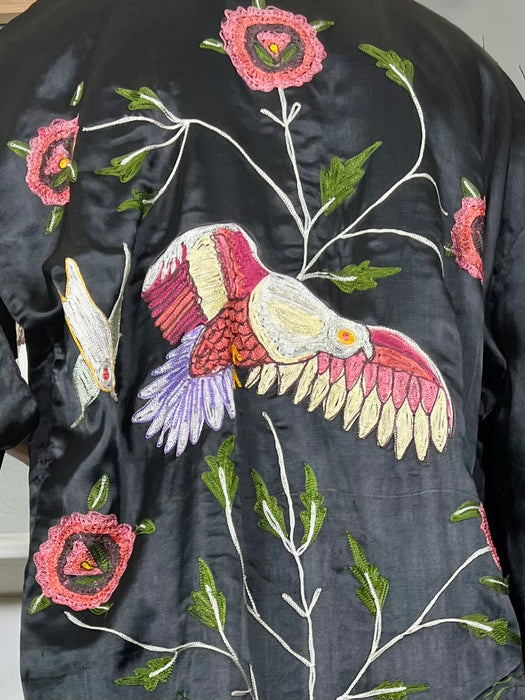 Luella, 40s black silk embroidered kimono