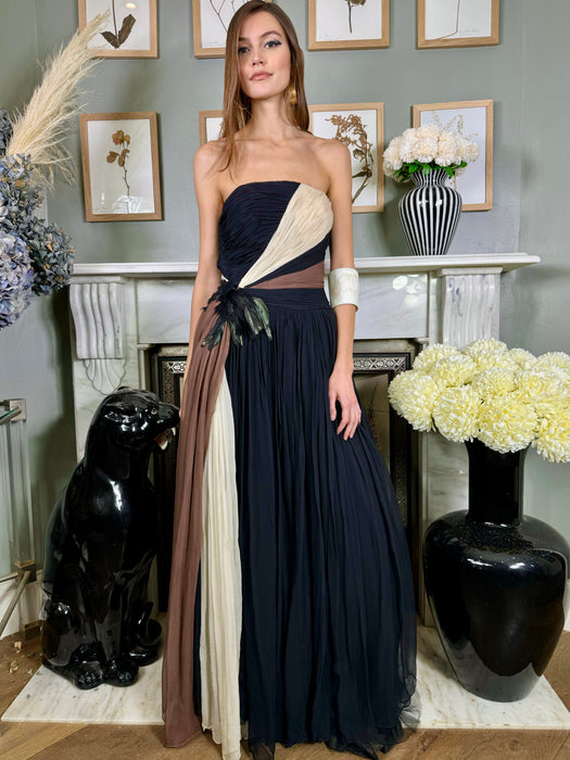 Sully, 40s chiffon draped bustier dress