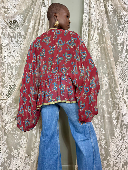 Comporta, 70s paisley front tie blouse