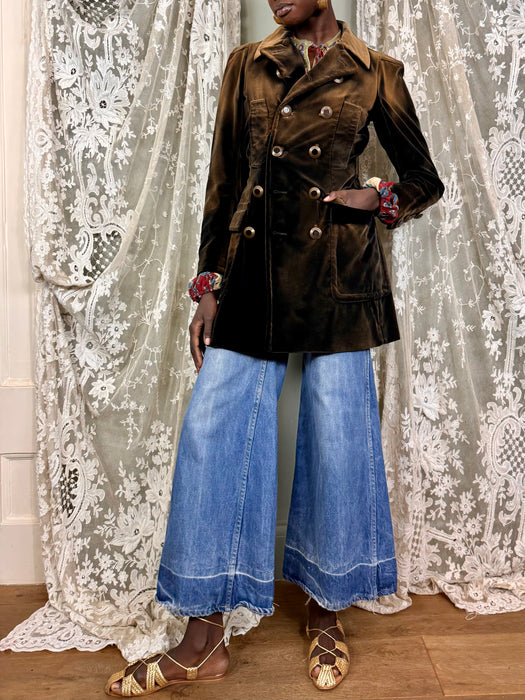 Jean Paul Gaultier, Y2K brown velvet double breasted coat