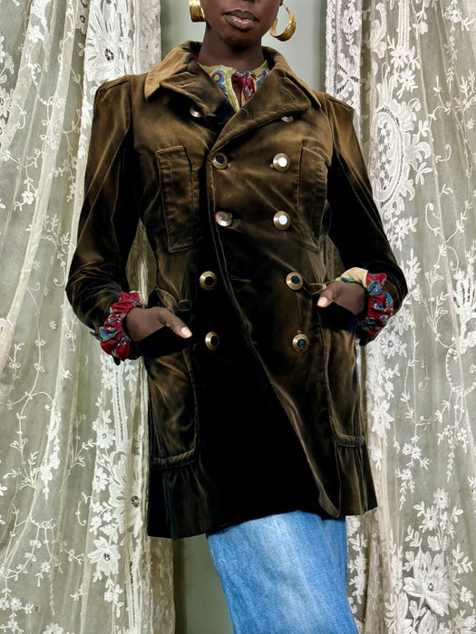 Jean Paul Gaultier, Y2K brown velvet double breasted coat