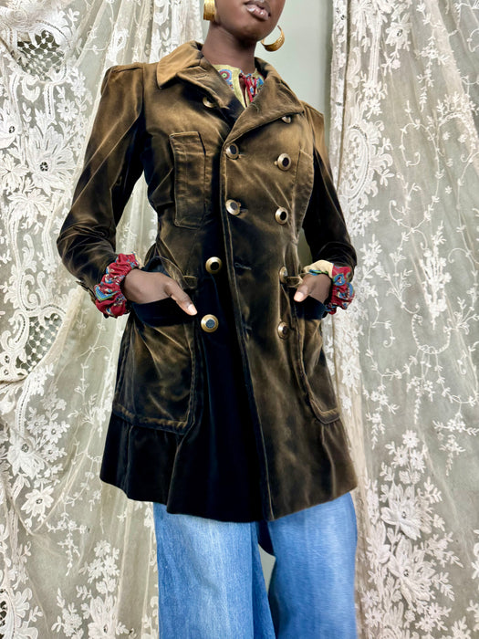 Jean Paul Gaultier, Y2K brown velvet double breasted coat