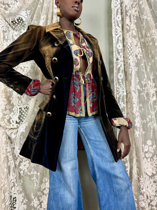 Jean Paul Gaultier, Y2K brown velvet double breasted coat